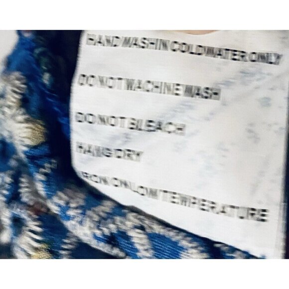 Solitaire Top Womens Large Blue Floral Ruffle Embroidered Scalloped Hem Romantic - Picture 8 of 9